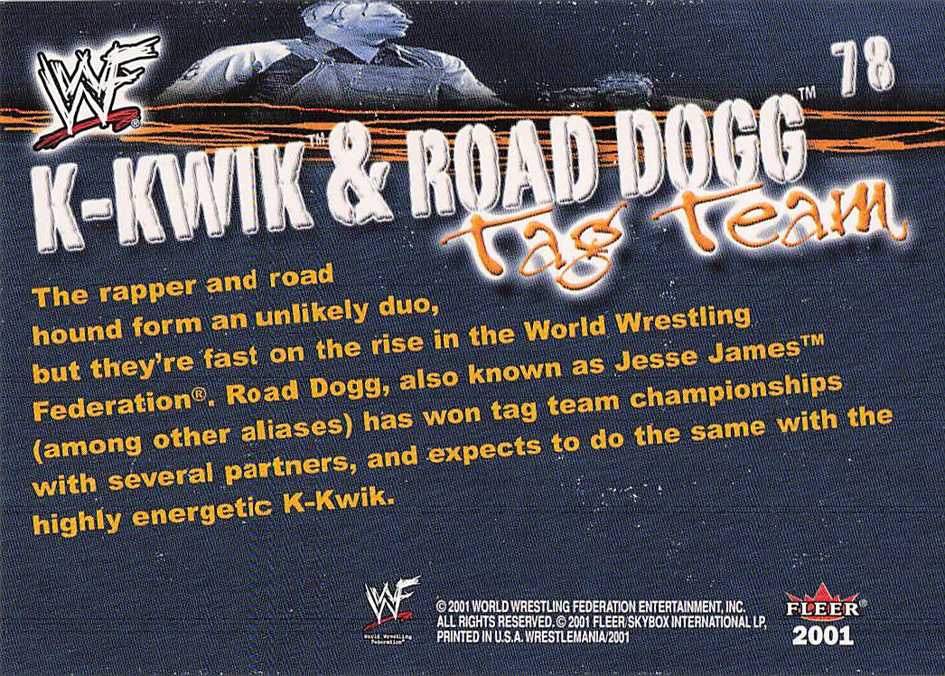 2001 Fleer WWF Wrestlemania Wrestling K-Kwik and Road Dogg #78