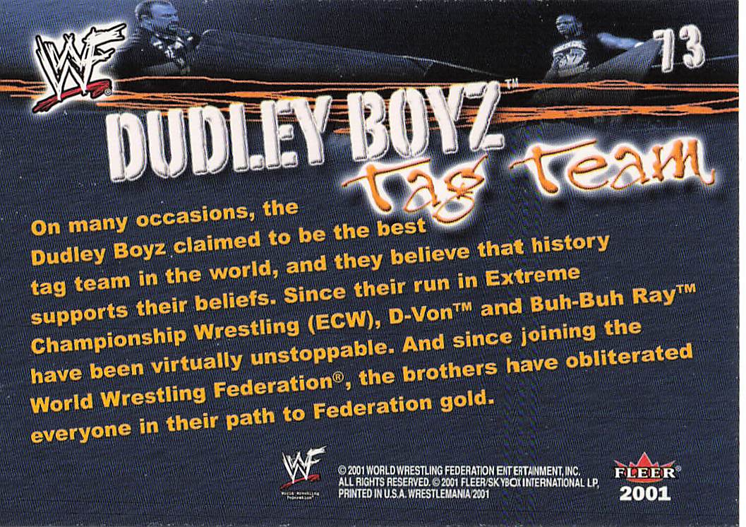 2001 Fleer WWF Wrestlemania Wrestling Dudley Boyz #73