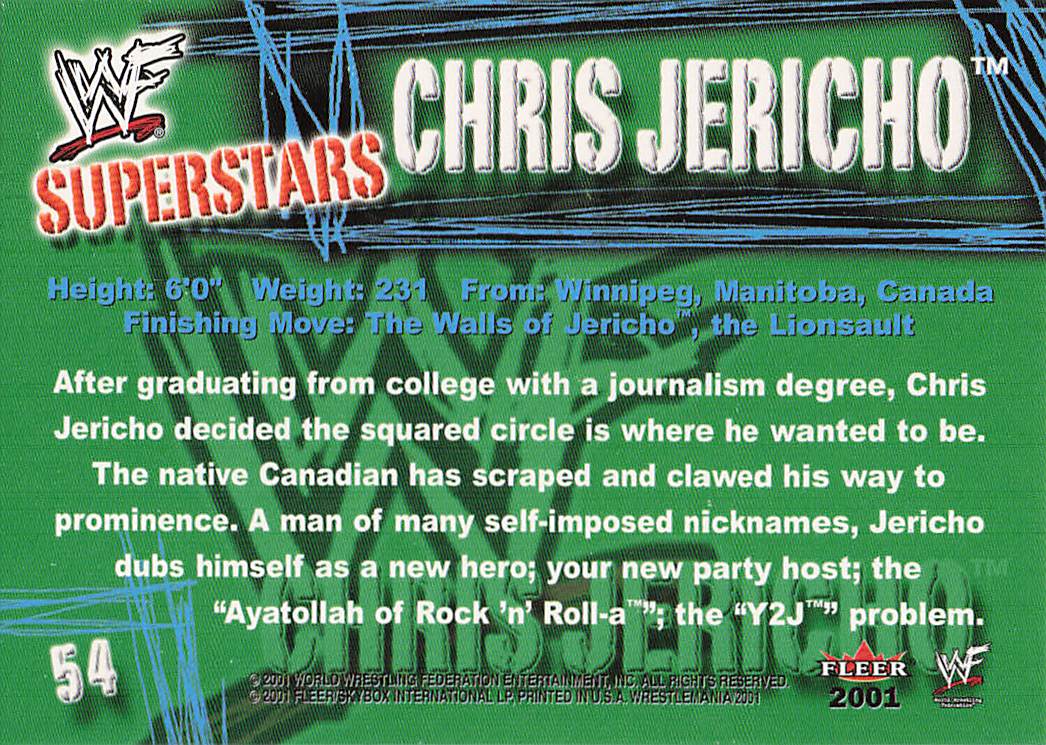 2001 Fleer WWF Wrestlemania Wrestling Chris Jericho #54