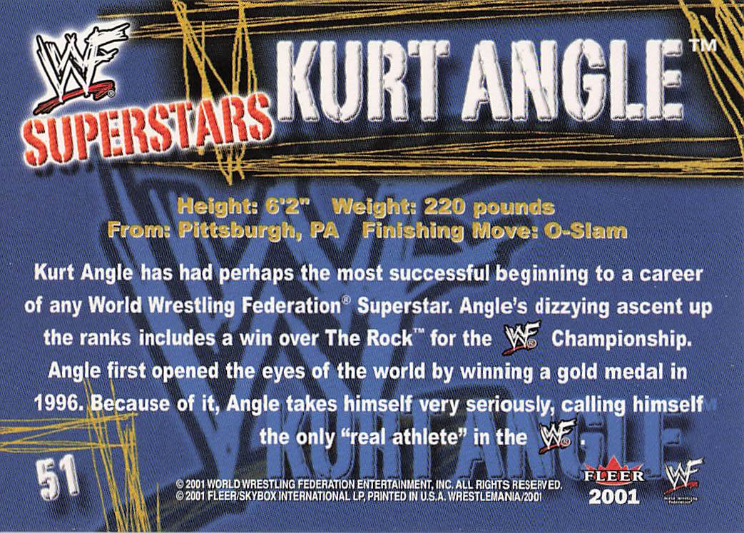 2001 Fleer WWF Wrestlemania Wrestling Kurt Angle #51