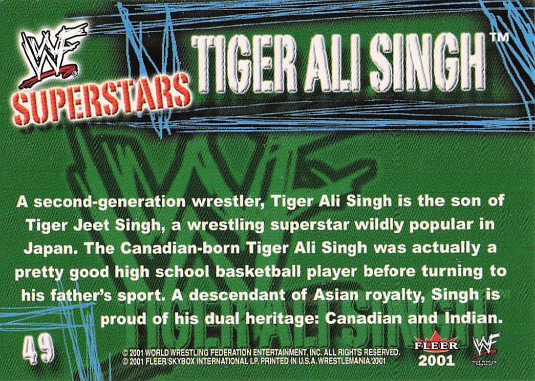 2001 Fleer WWF Wrestlemania Wrestling Tiger Ali Singh #49