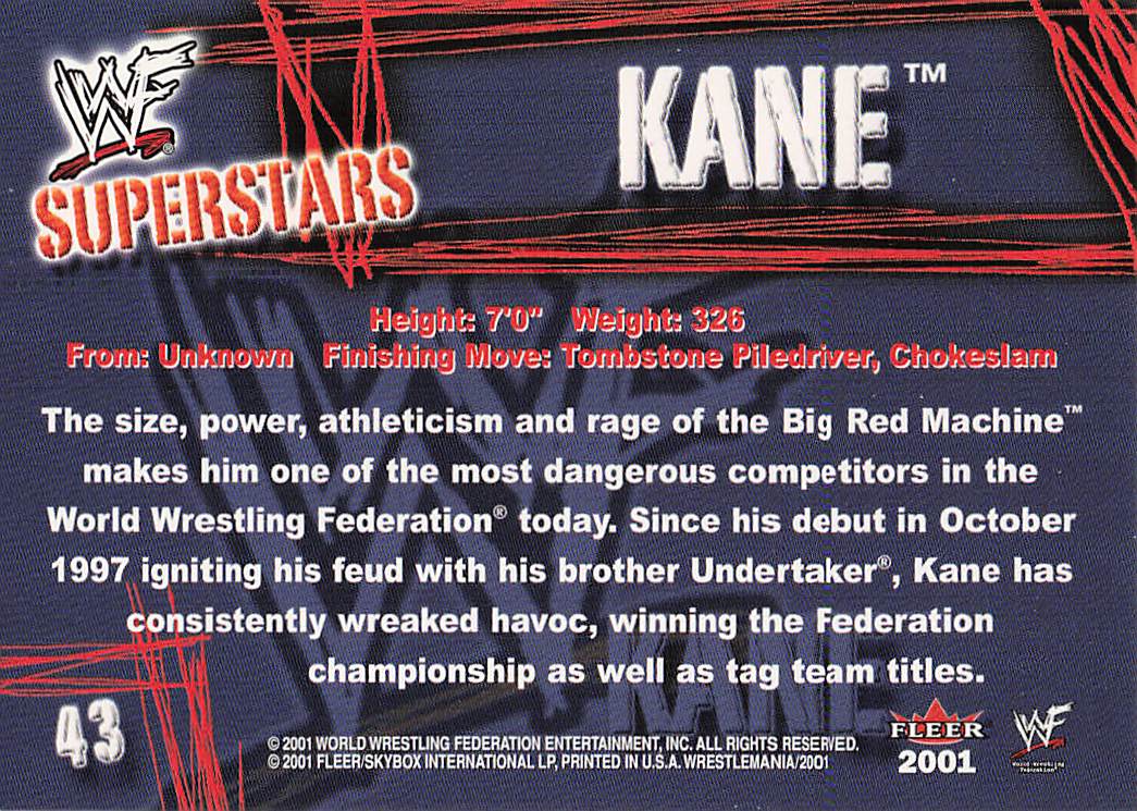 2001 Fleer WWF Wrestlemania Wrestling Kane #43
