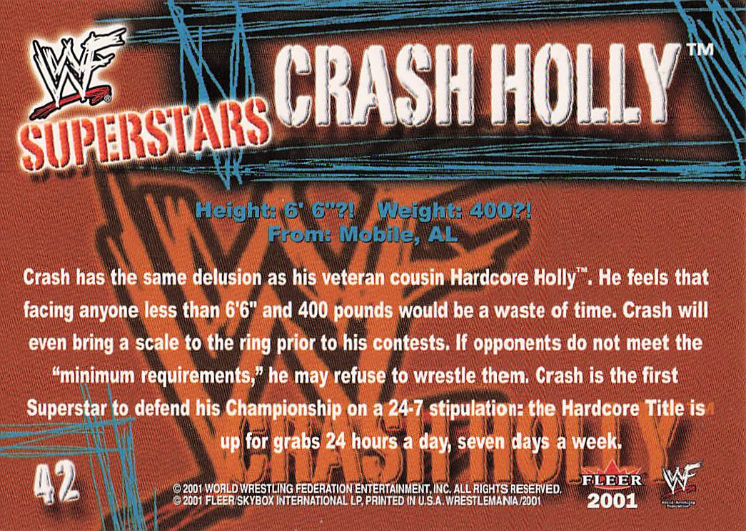 2001 Fleer WWF Wrestlemania Wrestling Crash Holly #42 Rookie