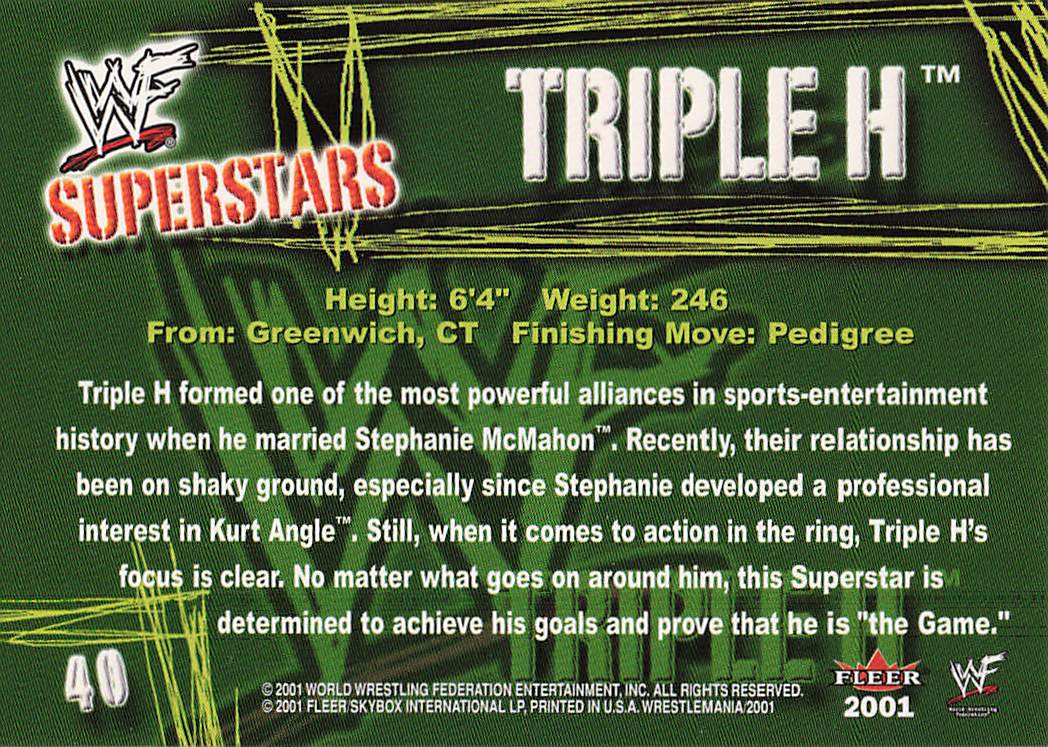 2001 Fleer WWF Wrestlemania Wrestling Triple H #40