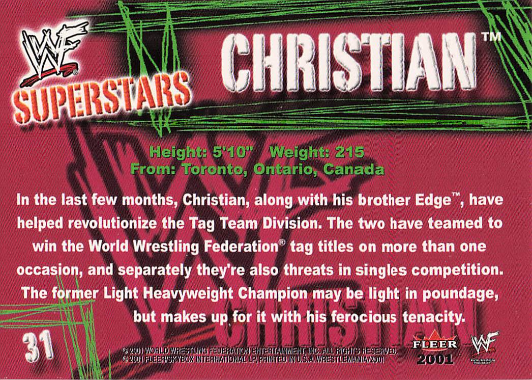 2001 Fleer WWF Wrestlemania Wrestling Christian #31
