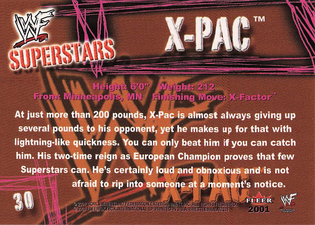 2001 Fleer WWF Wrestlemania Wrestling X-Pac #30