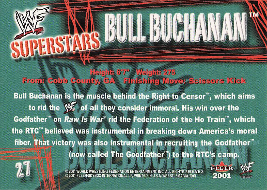 2001 Fleer WWF Wrestlemania Wrestling Bull Buchanan #27 Rookie
