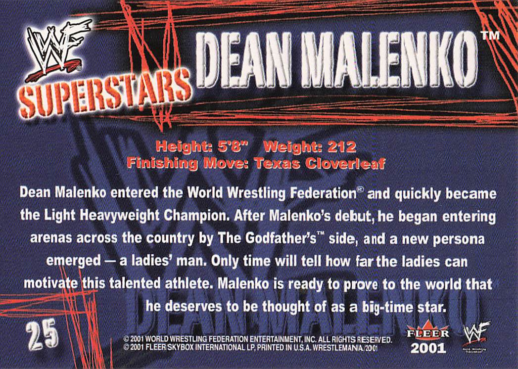 2001 Fleer WWF Wrestlemania Wrestling Dean Malenko #25
