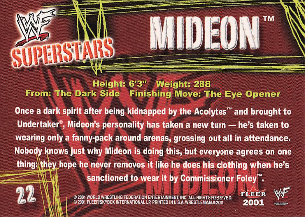 2001 Fleer WWF Wrestlemania Wrestling Mideon #22