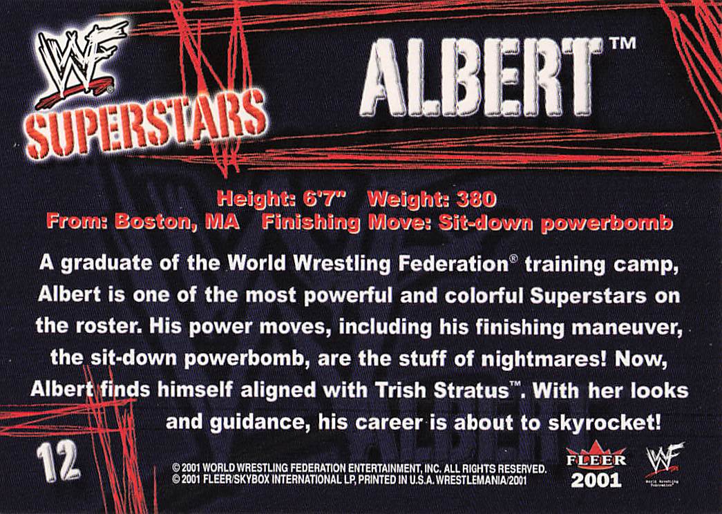 2001 Fleer WWF Wrestlemania Wrestling Albert #12