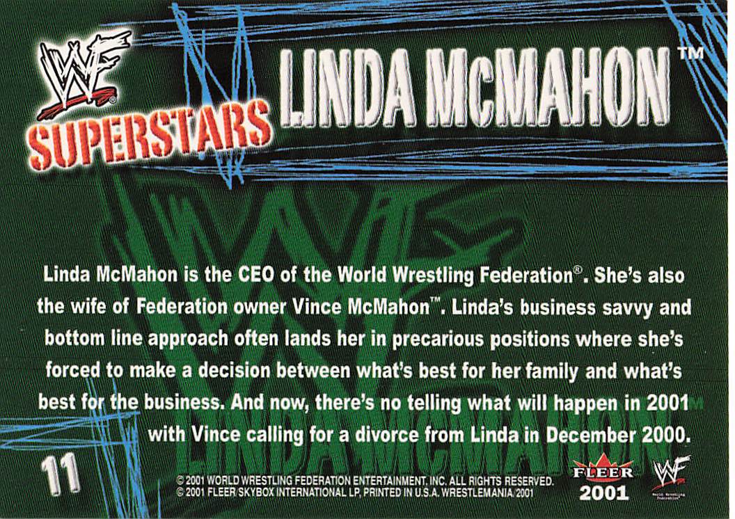 2001 Fleer WWF Wrestlemania Wrestling Linda McMahon #11 Rookie