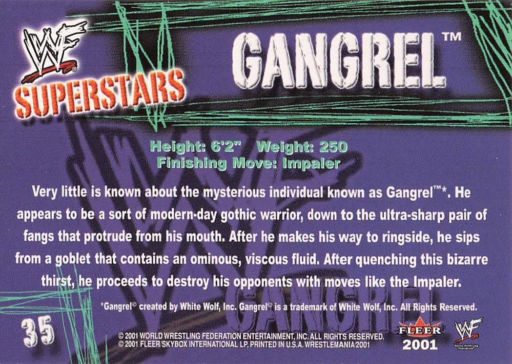 2001 Fleer WWF Wrestlemania Wrestling Gangrel #35