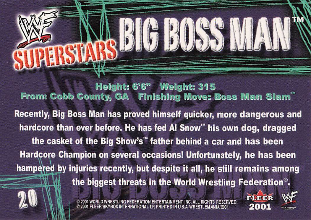 2001 Fleer WWF Wrestlemania Wrestling Big Boss Man #20