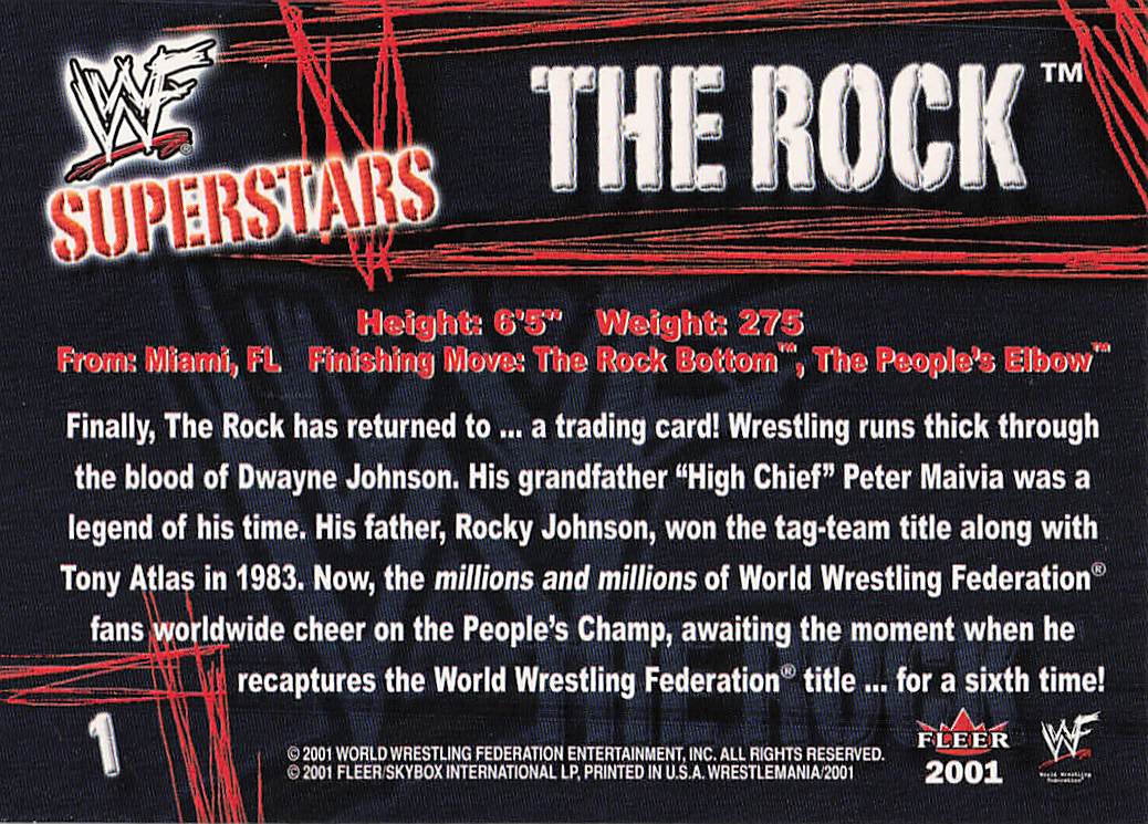2001 Fleer WWF Wrestlemania Wrestling The Rock #1