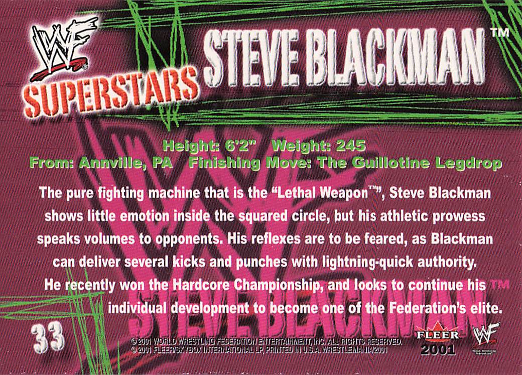 2001 Fleer WWF Wrestlemania Wrestling Steve Blackman #33
