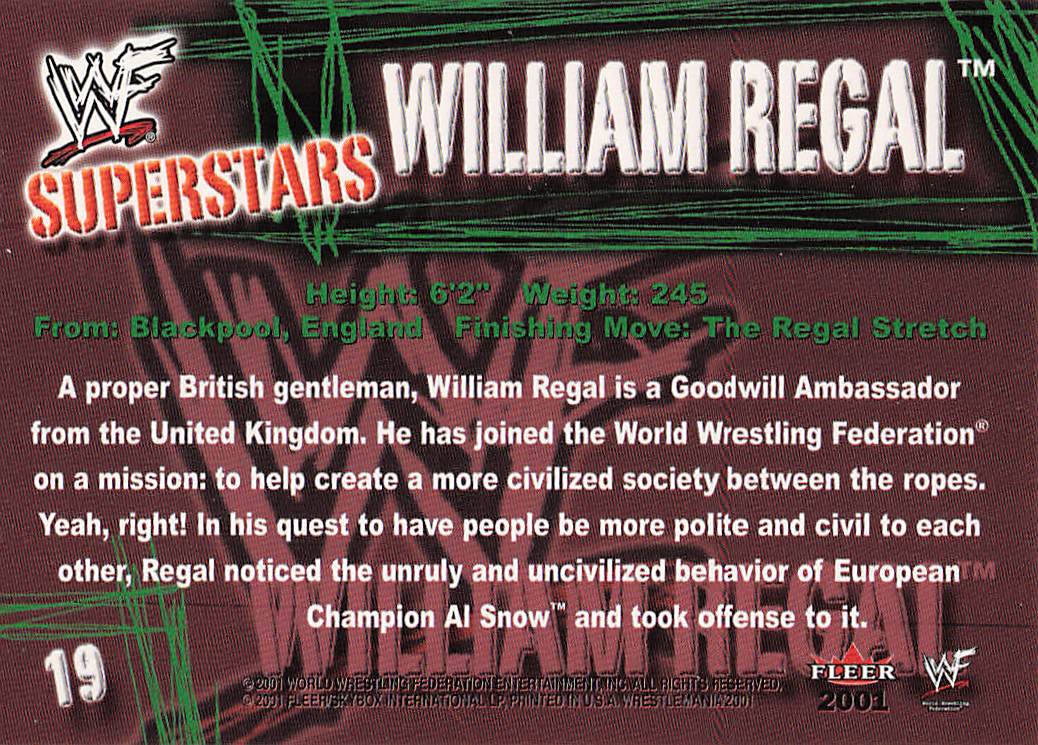 2001 Fleer WWF Wrestlemania Wrestling William Regal #19