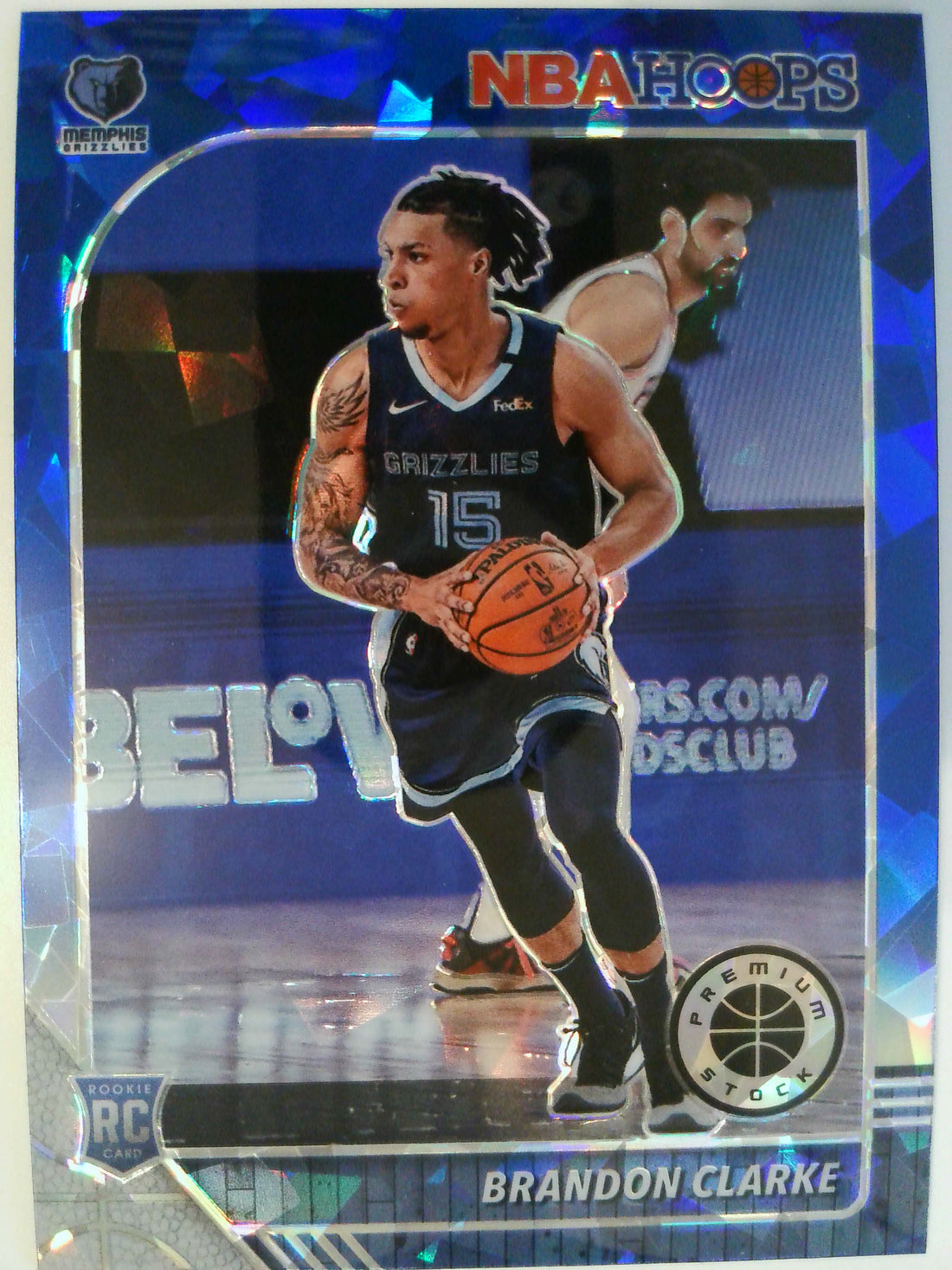 2019-20 Hoops Premium Stock Prizms Blue Cracked Ice Brandon Clarke #217 Rookie