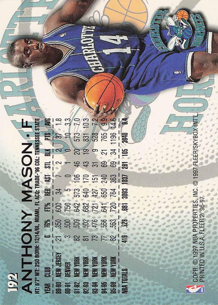 1996-97 Fleer European Basketball Anthony Mason #192