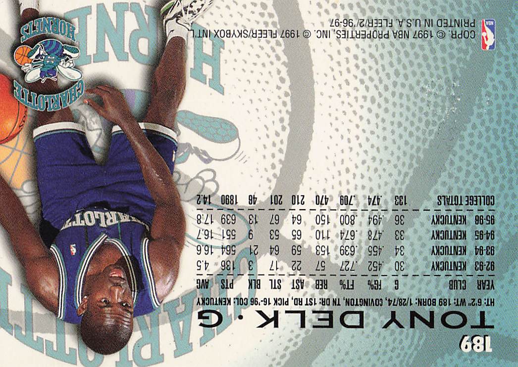 1996-97 Fleer Basketball Tony Delk #159 Rookie