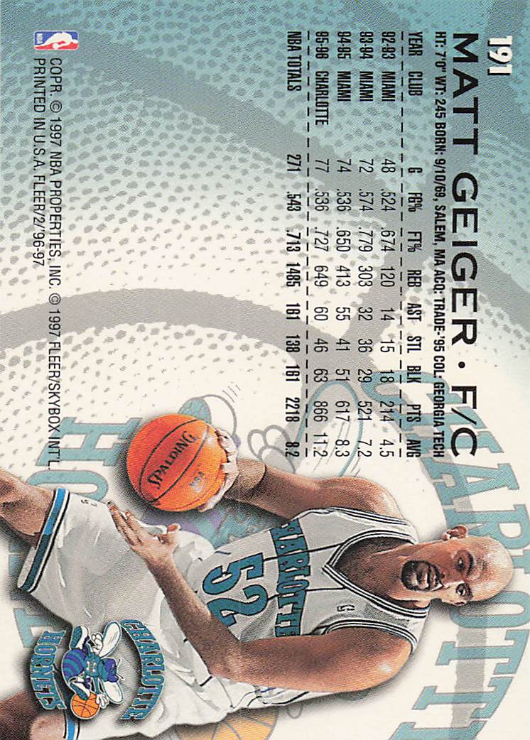 1996-97 Fleer Basketball Matt Geiger #161