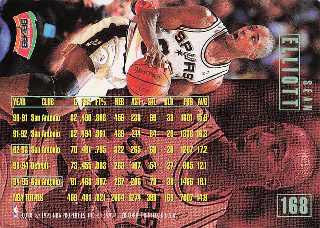 1995-96 Fleer Basketball Sean Elliott #168