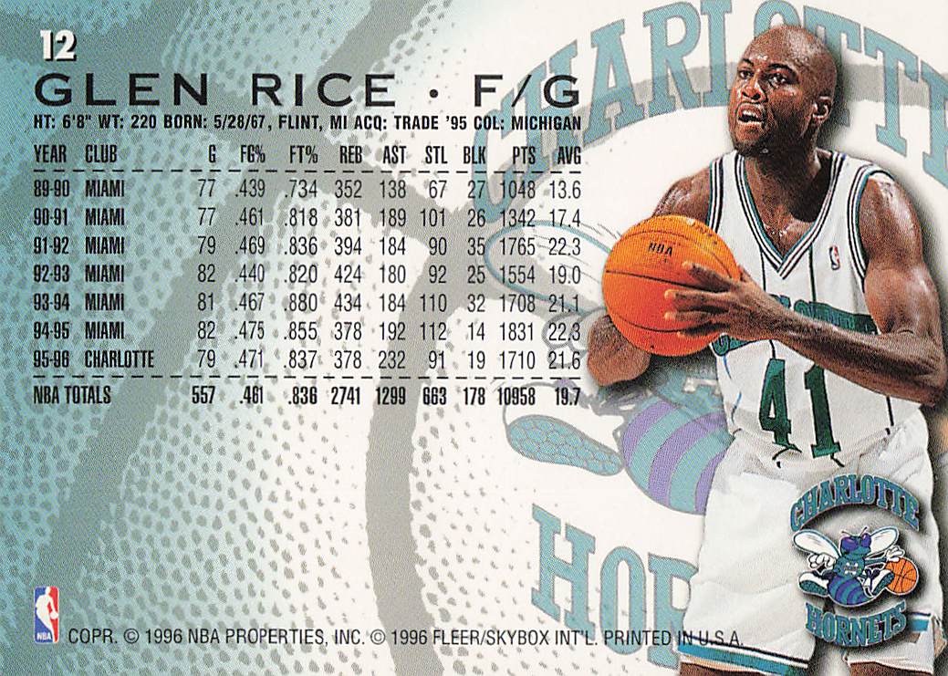 1996-97 Fleer Basketball Glen Rice #12