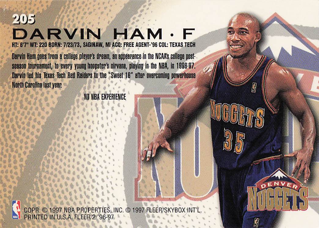 1996-97 Fleer European Basketball Darvin Ham #205 Rookie