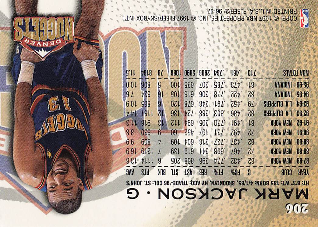 1996-97 Fleer Basketball Mark Jackson #176