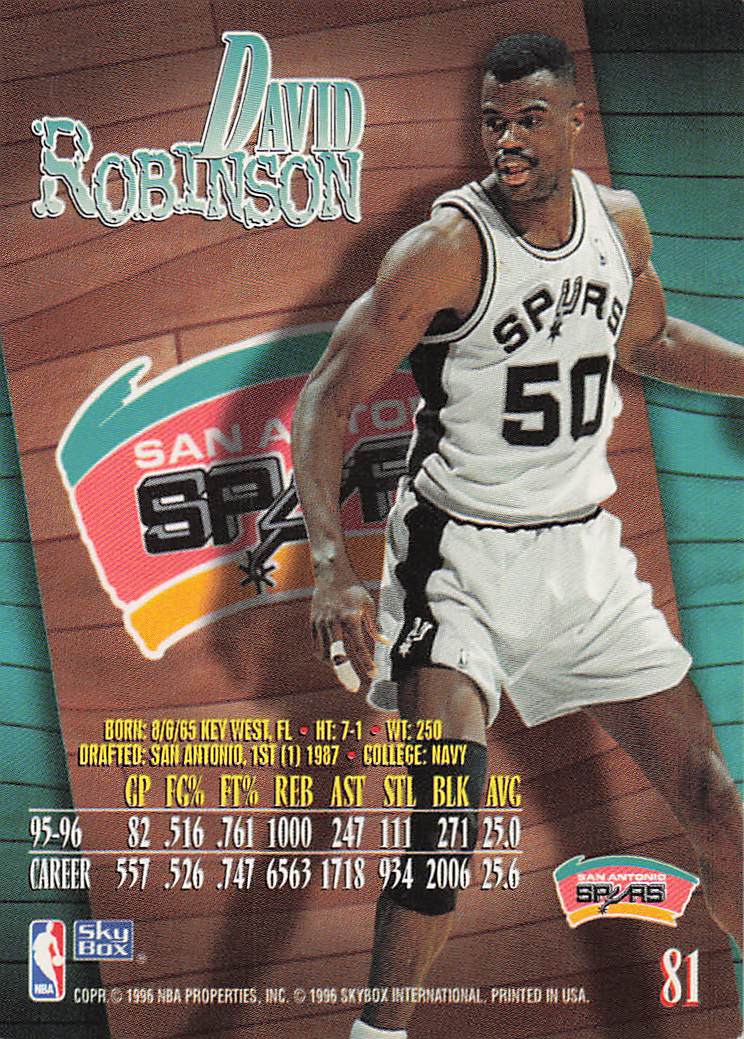 1996-97 SkyBox Z-Force Basketball David Robinson #81