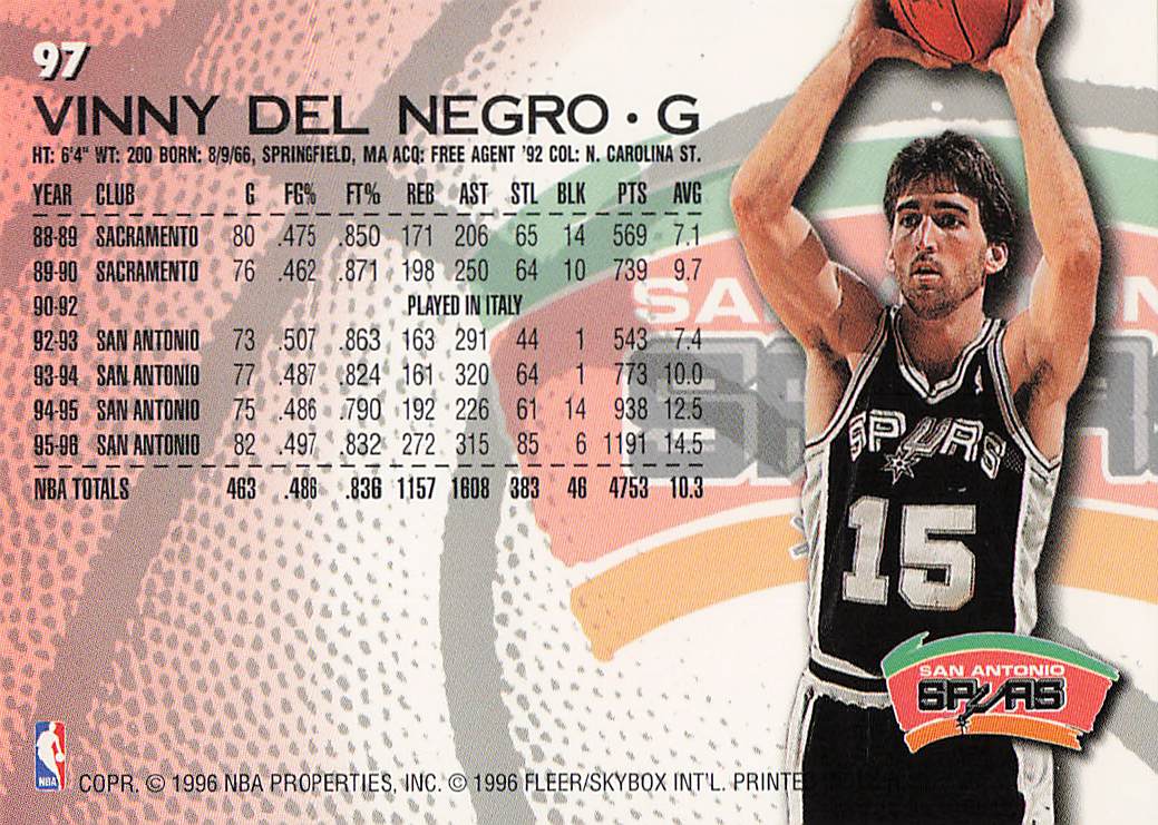 1996-97 Fleer Basketball Vinny Del Negro #97
