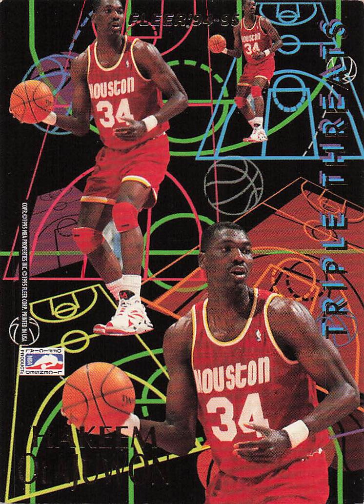 1994-95 Fleer Basketball Triple Threats Hakeem Olajuwon #6