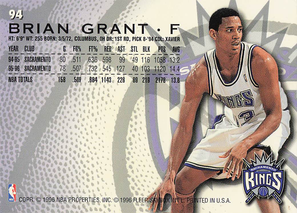 1996-97 Fleer European Basketball Brian Grant #94