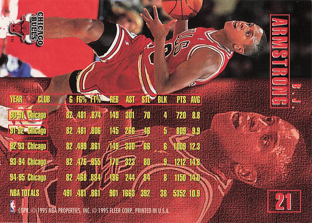 1995-96 Fleer Basketball B.J. Armstrong #21
