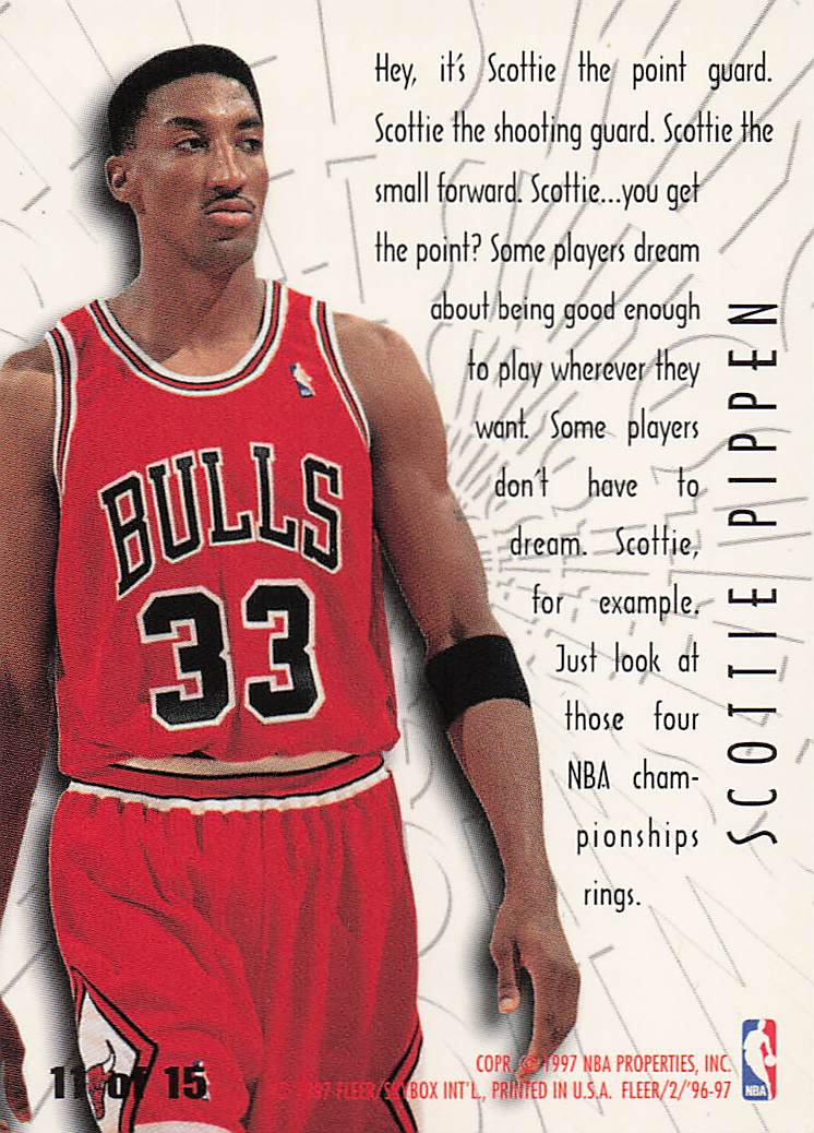 1996-97 Fleer Basketball Swing Shift Scottie Pippen #11