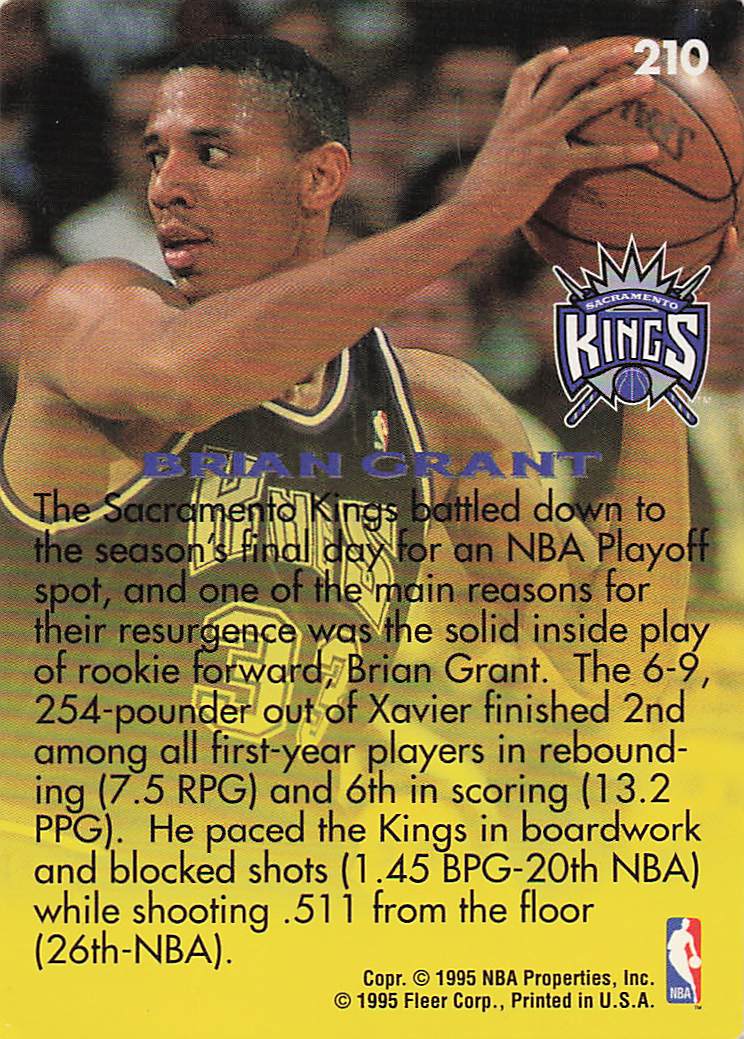1995-96 Fleer Basketball Rookie Sensation Brian Grant #1