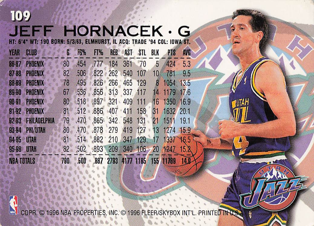 1996-97 Fleer Basketball Jeff Hornacek #109