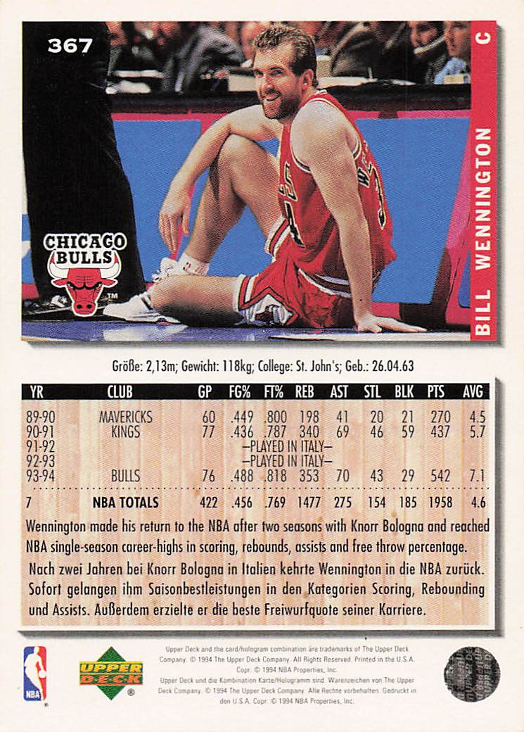 1994-95 Collector's Choice Basketball Bill Wennington #367
