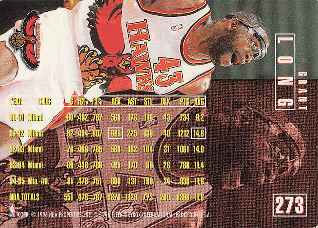 1995-96 Fleer Basketball Grant Long #203