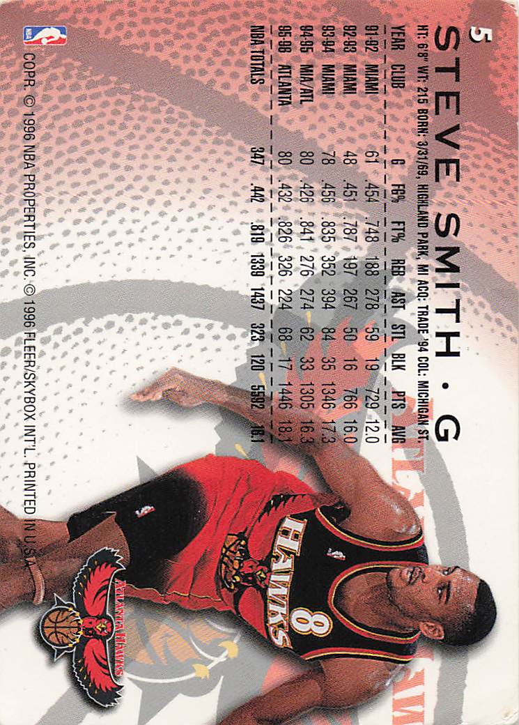 1996-97 Fleer Basketball Steve Smith #5
