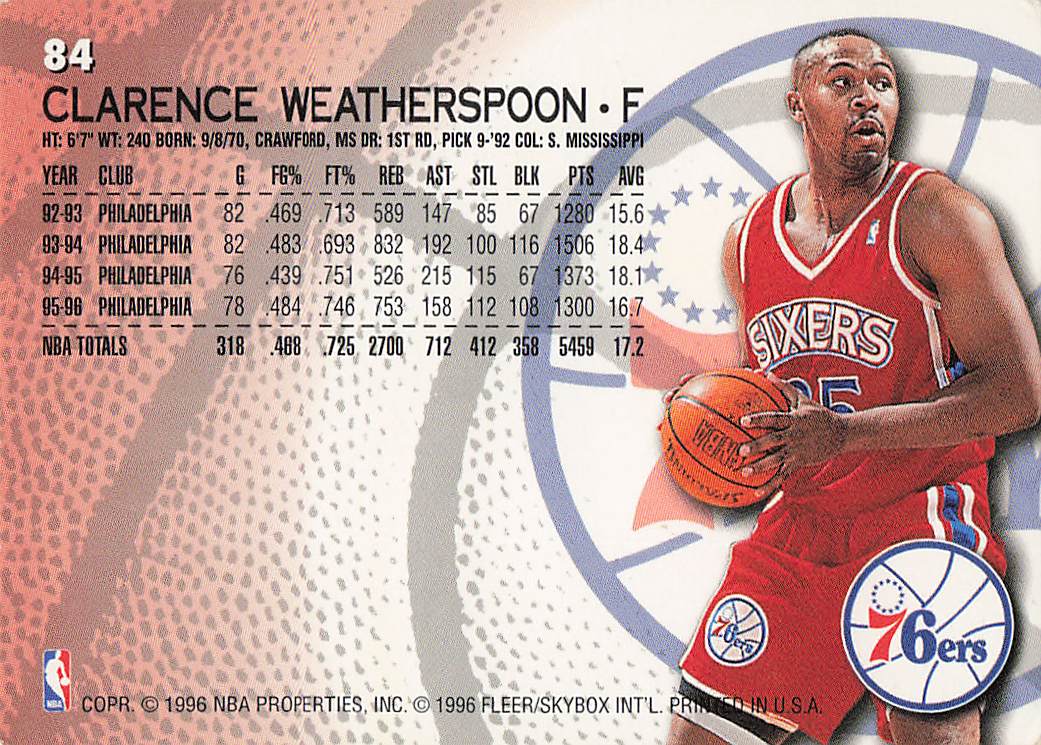 1996-97 Fleer European Basketball Clarence Weatherspoon #84