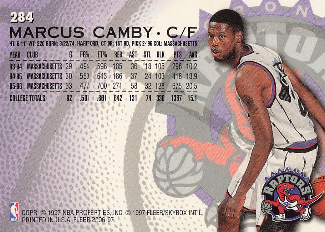 1996-97 Fleer Basketball Marcus Camby #254 Rookie