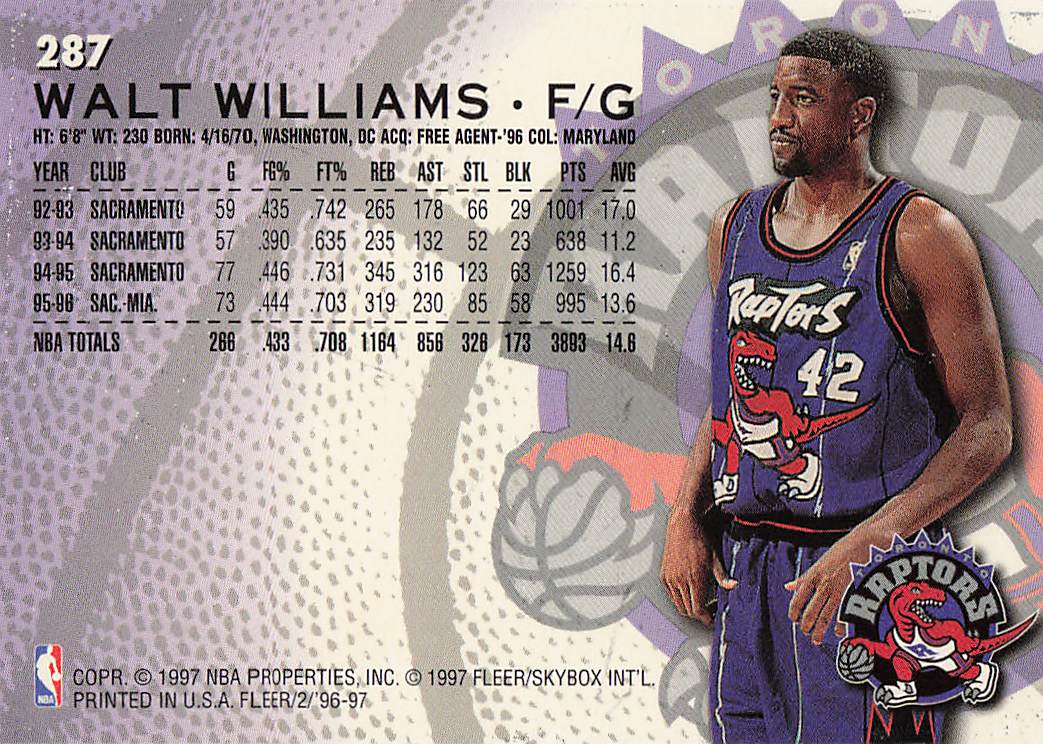1996-97 Fleer European Basketball Walt Williams #287