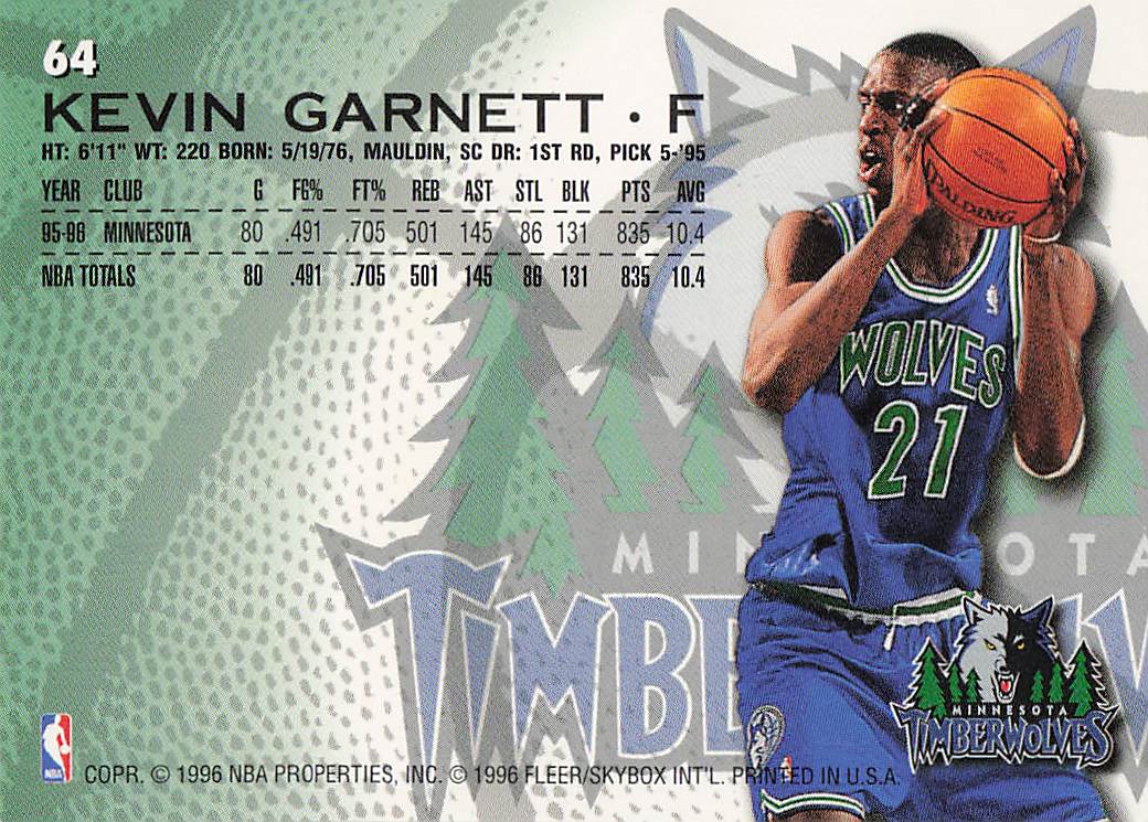 1996-97 Fleer European Basketball Kevin Garnett #64