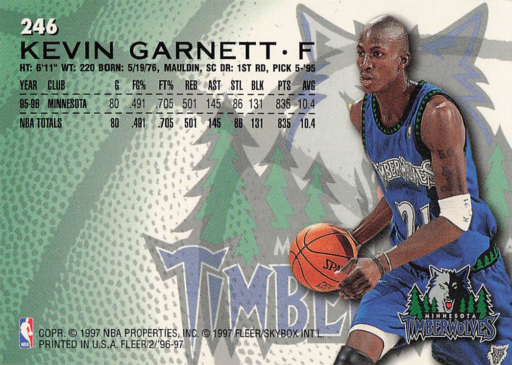 1996-97 Fleer Basketball Kevin Garnett #216