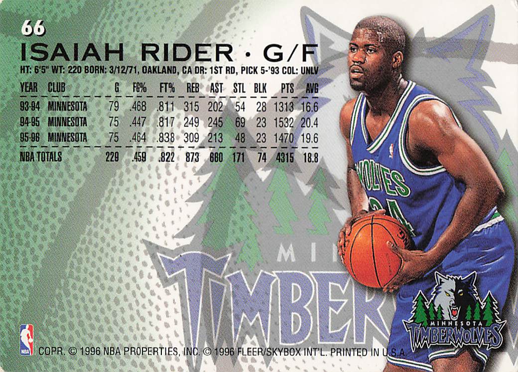 1996-97 Fleer Basketball Isaiah Rider #66