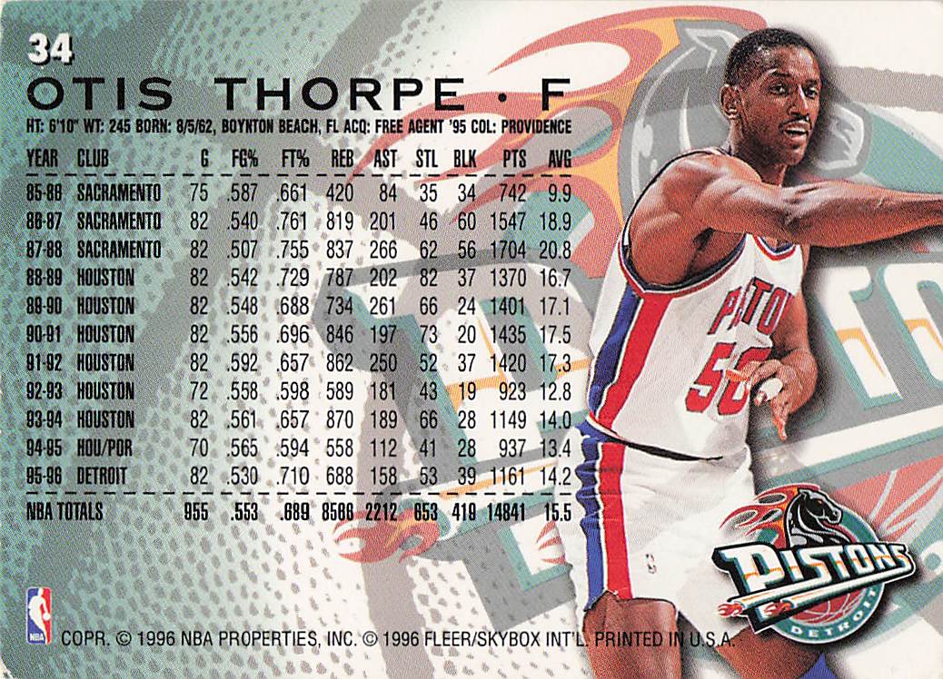 1996-97 Fleer Basketball Otis Thorpe #34