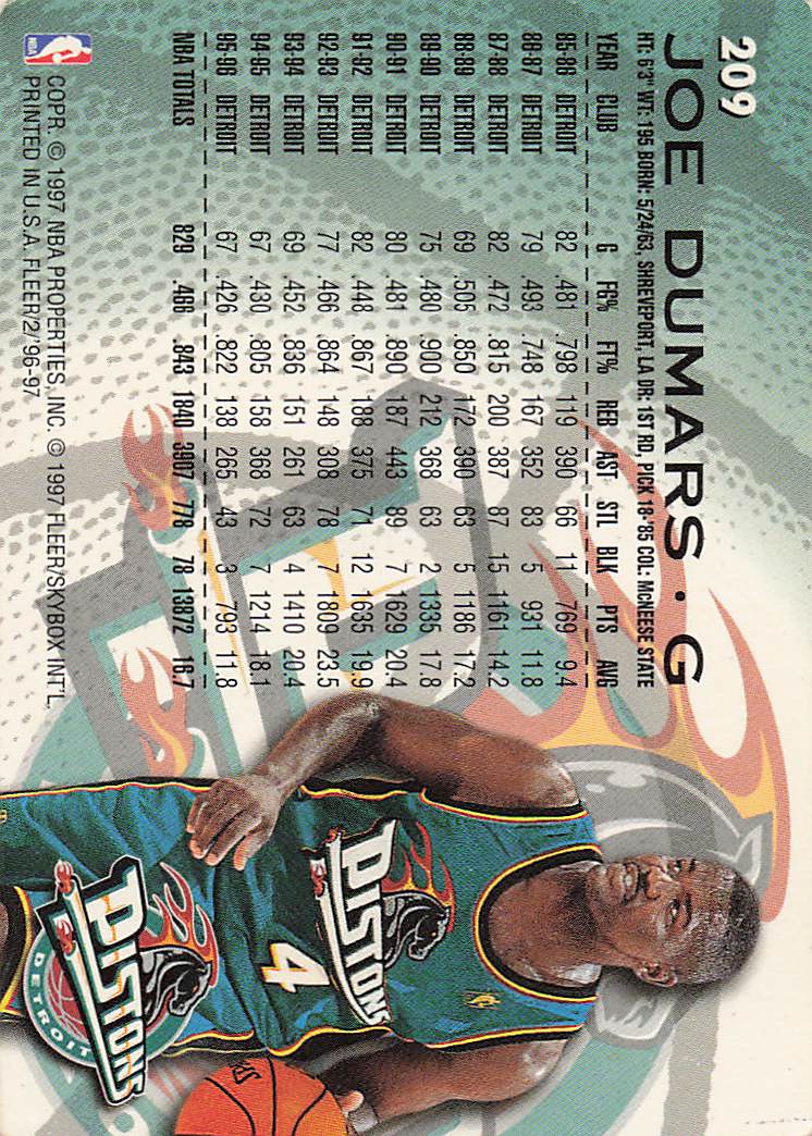 1996-97 Fleer European Basketball Joe Dumars #209