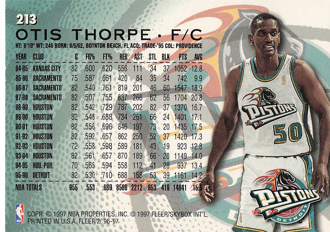 1996-97 Fleer Basketball Otis Thorpe #183