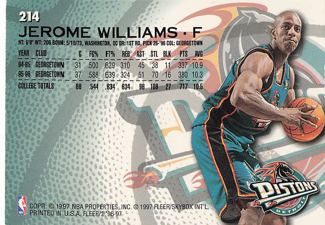 1996-97 Fleer Basketball Jerome Williams #184 Rookie