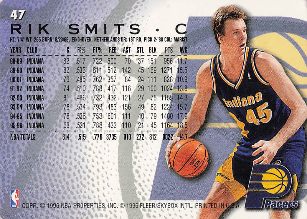 1996-97 Fleer Basketball Rik Smits #47